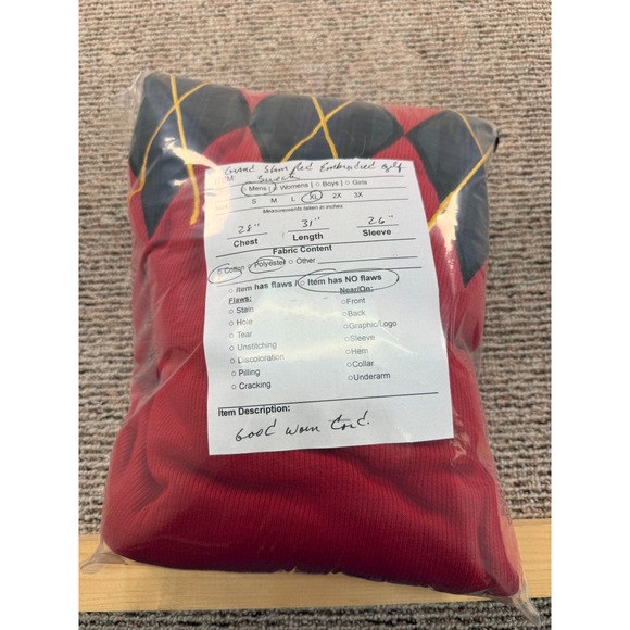 VINTAGE Grand Slam Sweater Mens XL Red Knit Embroidered Golf Long Sleeve Adult - Picture 6 of 10